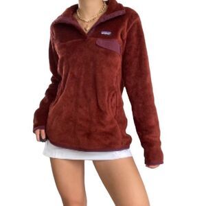Patagonia Womens Polartec Re-Tool Snap-T Fleece Pullover‎ Sweatshirt Rusted Iron